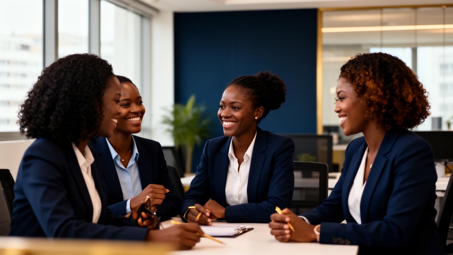 Équipe RH et collaborateurs en réunion dans un bureau moderne à Abidjan